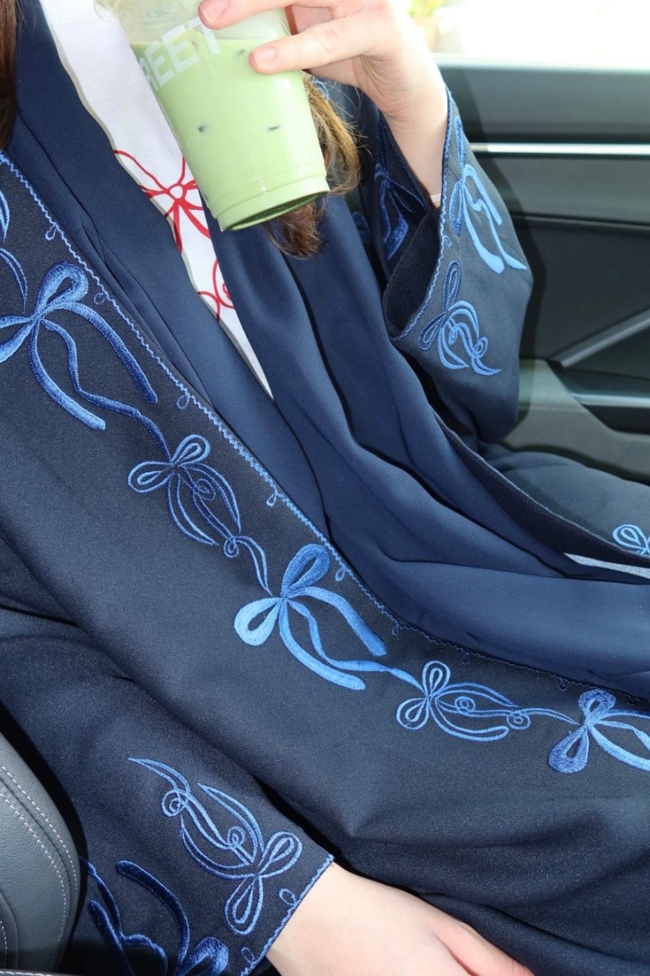 Navy Bow Abaya