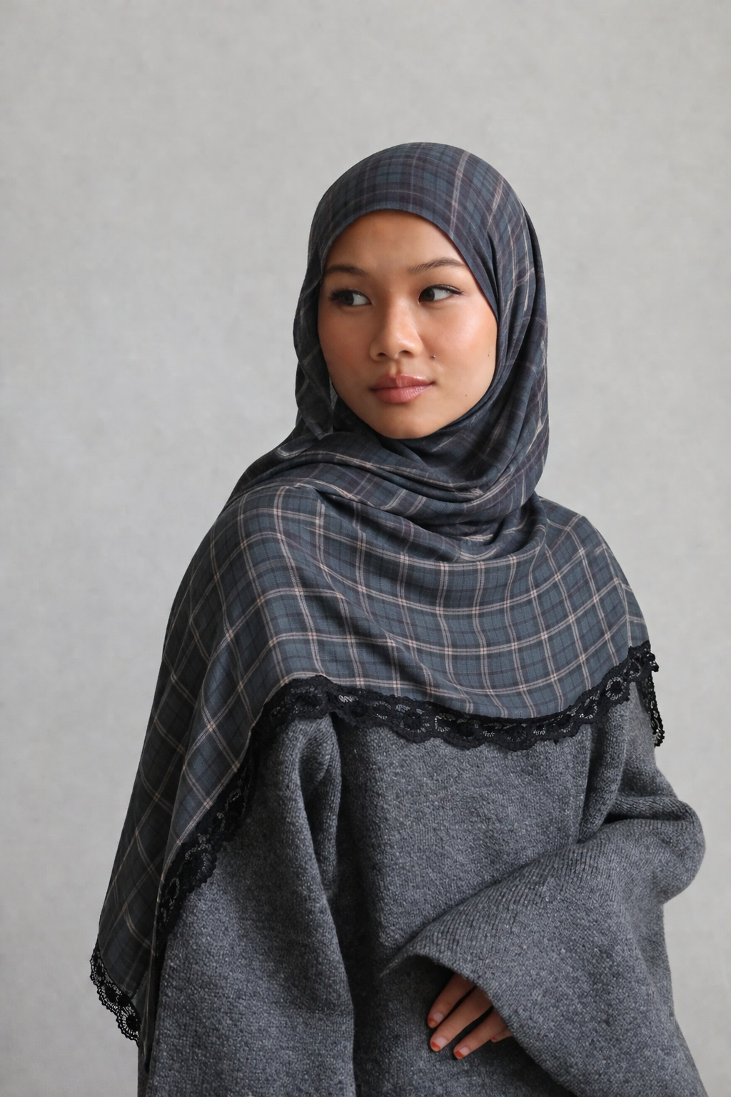 Plaid lace - Modal Hijab
