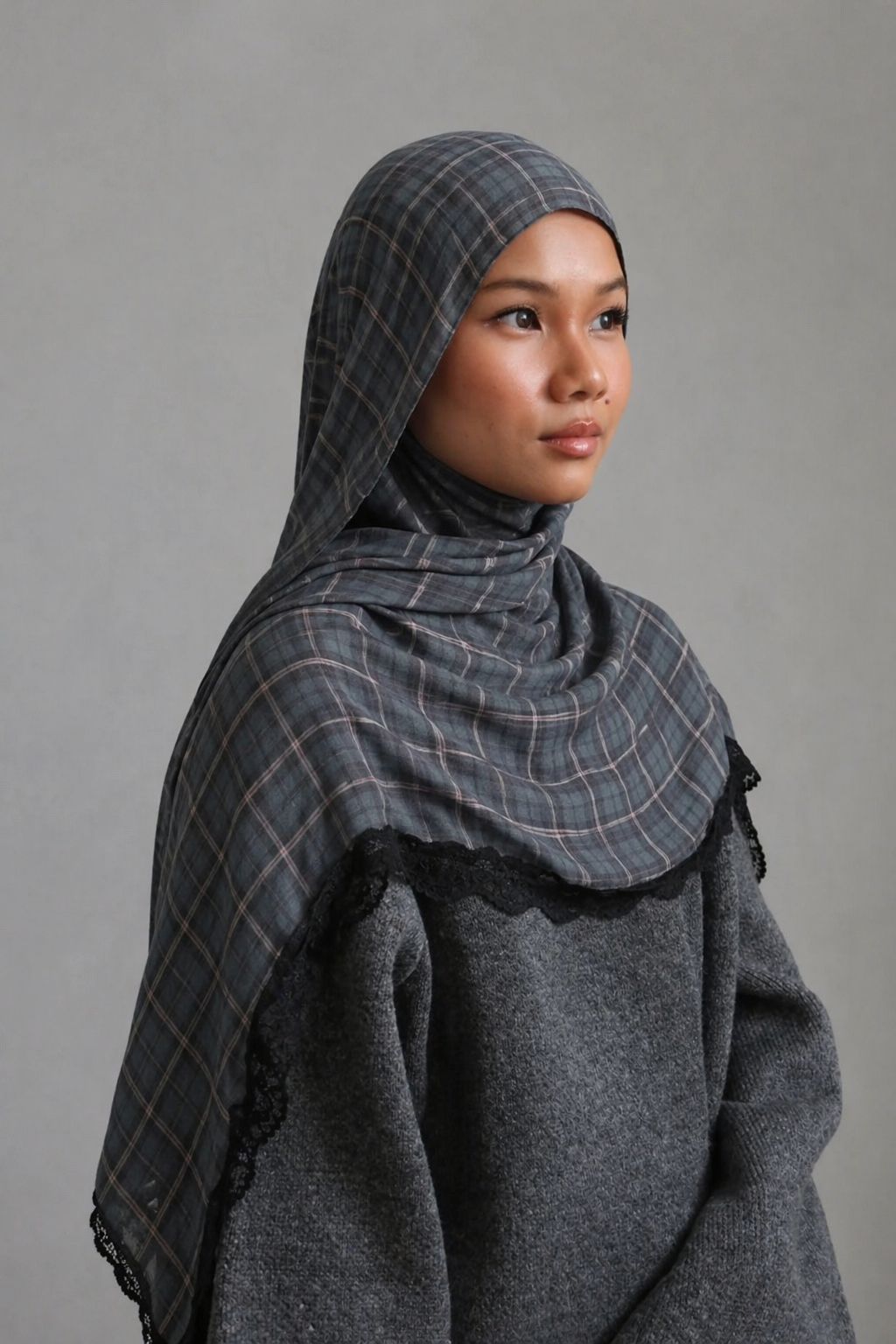Plaid lace - Modal Hijab