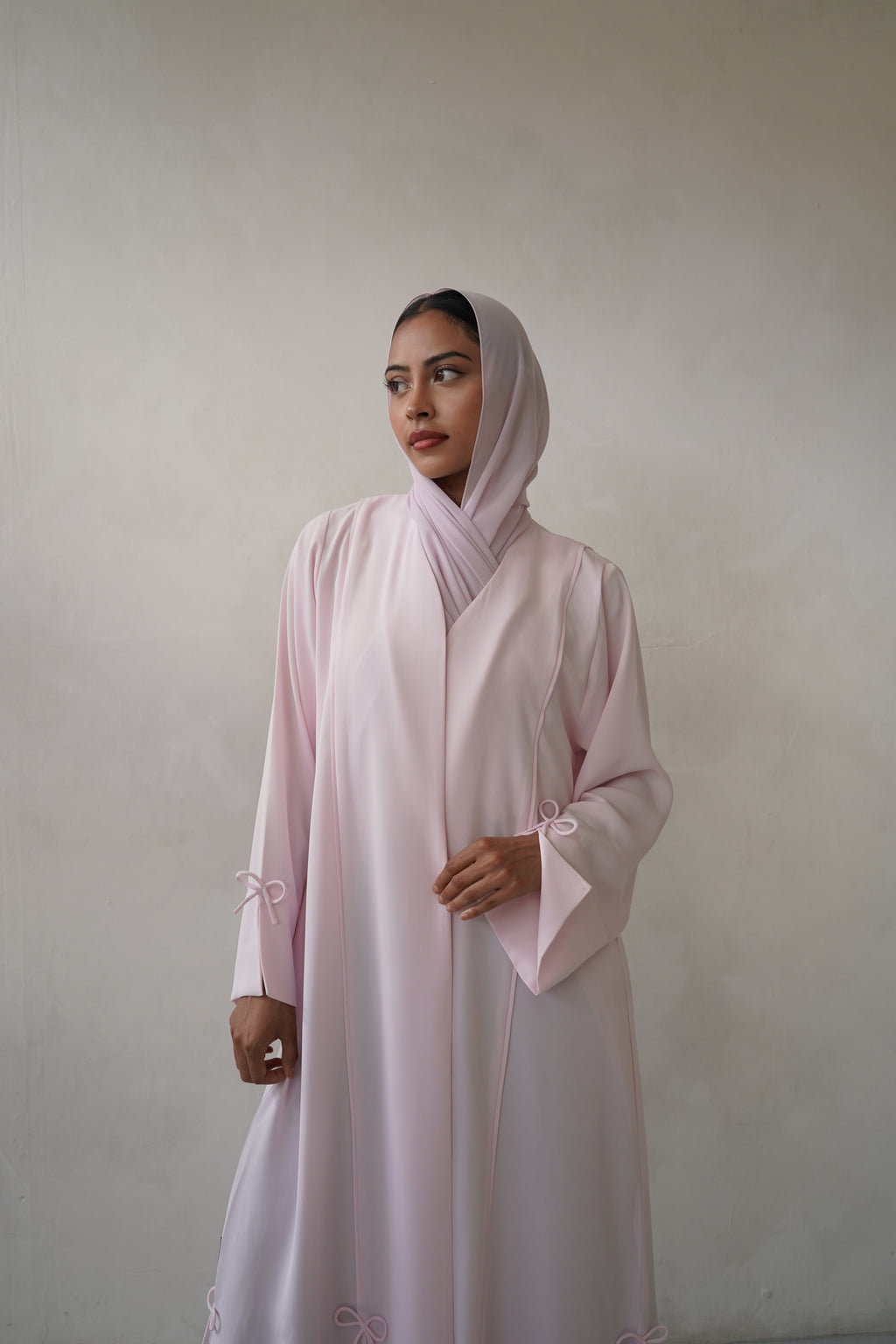 Pink Splits Bow Abaya