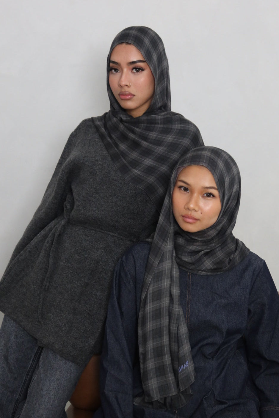 Grey Plaid - Modal hijab