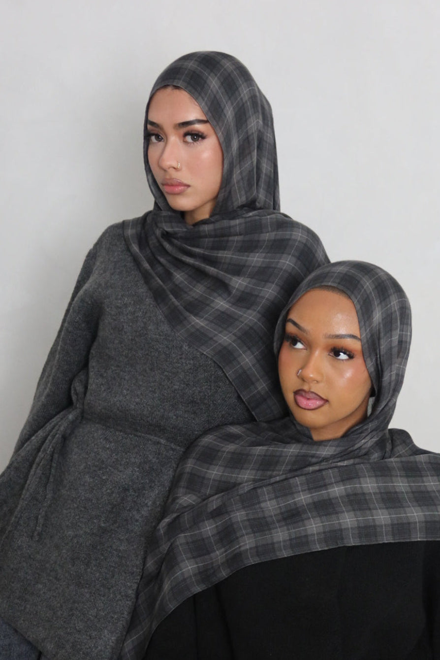 Grey Plaid - Modal hijab