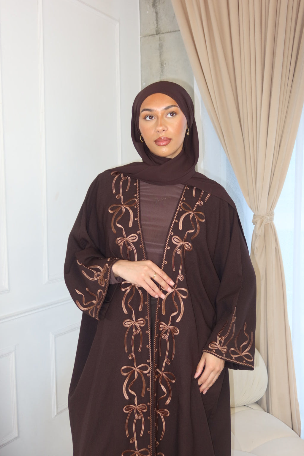 Brown Bow Abaya