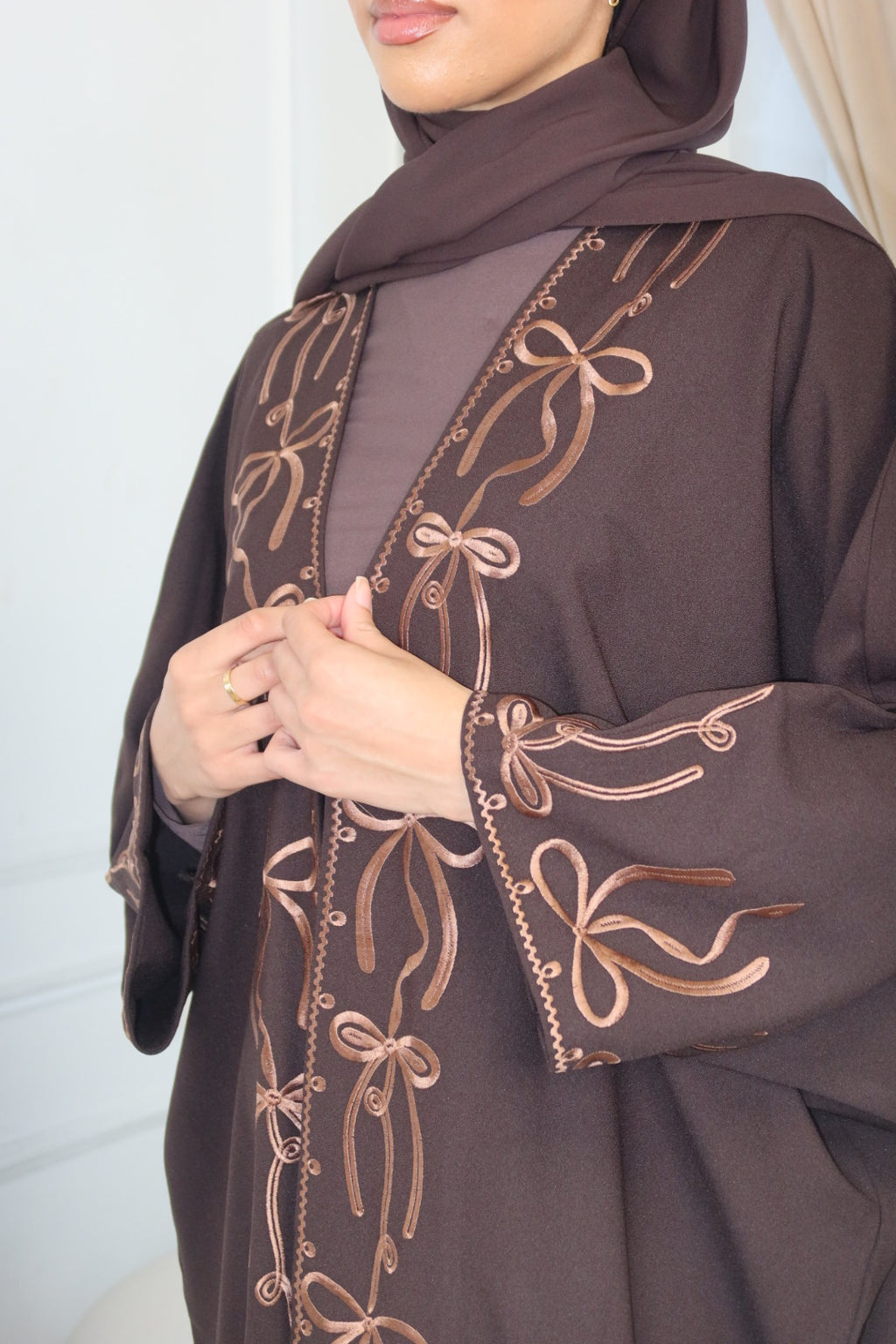 Brown Bow Abaya