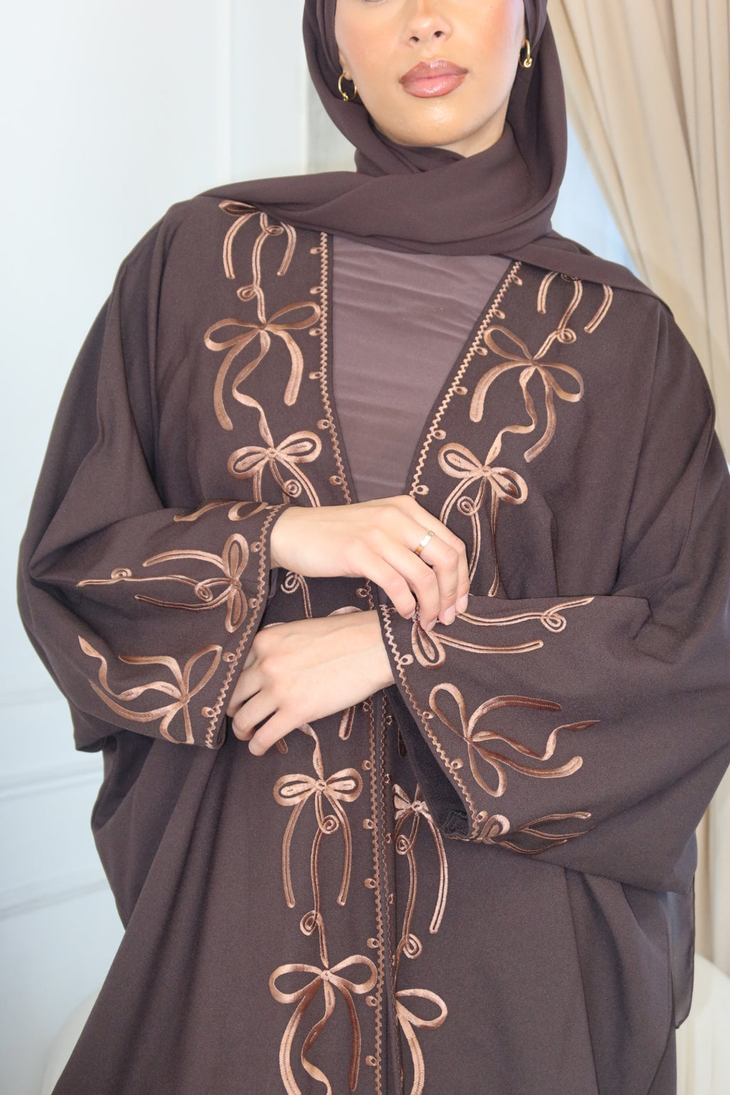 Brown Bow Abaya