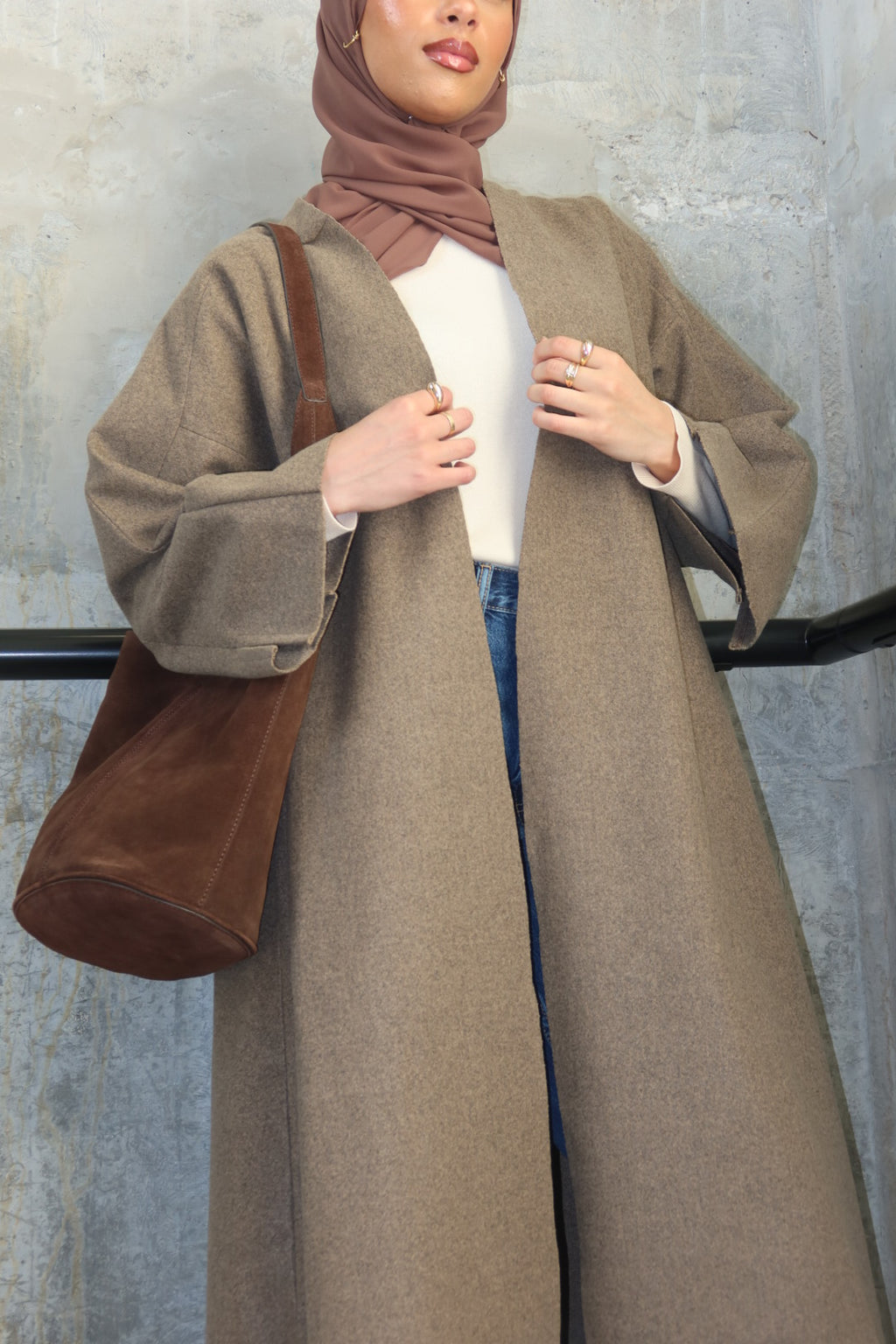 Pressed Wool Abaya Coat