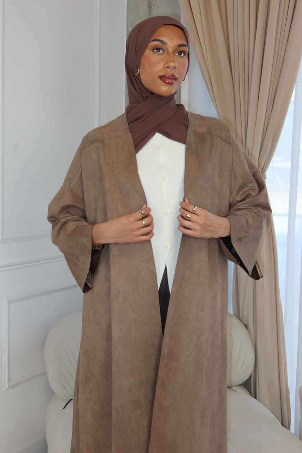 Suede Abaya Coat