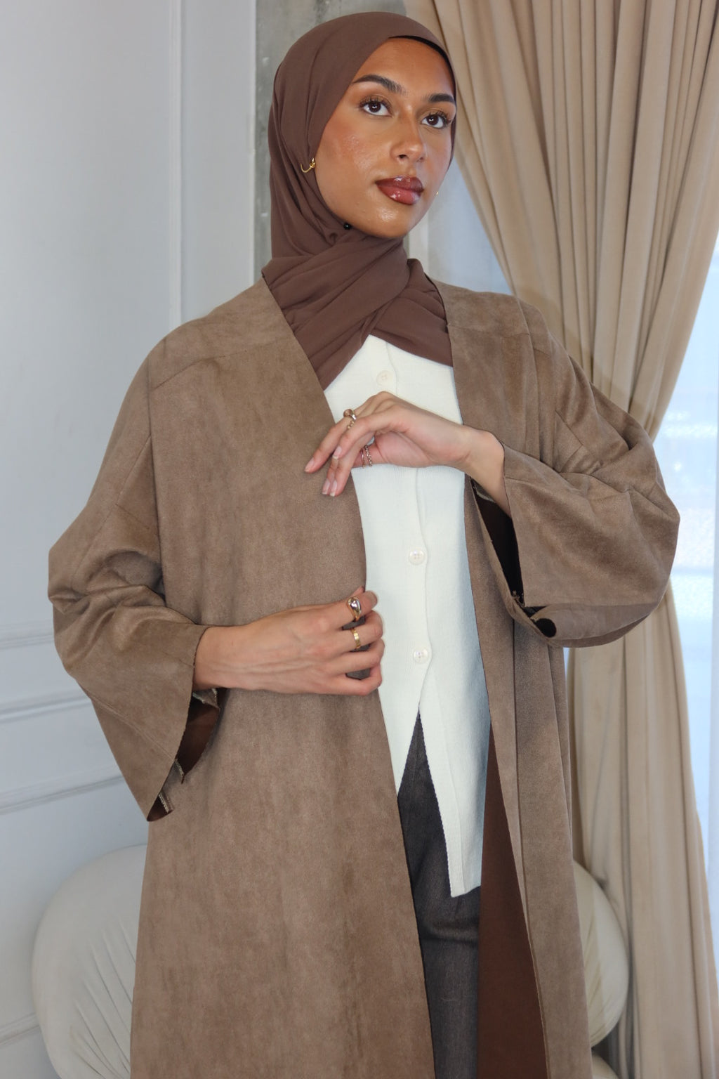 Suede Abaya Coat