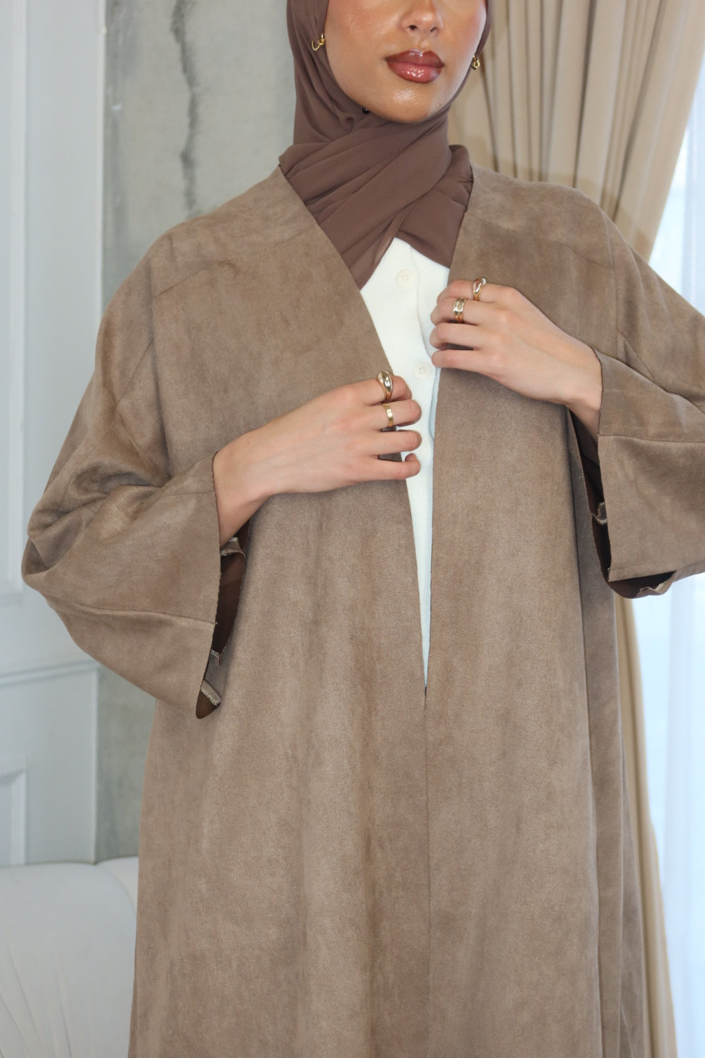 Suede Abaya Coat