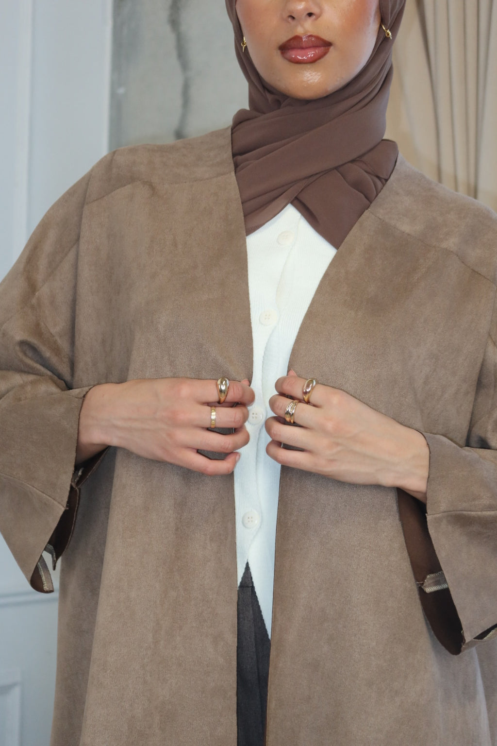 Suede Abaya Coat